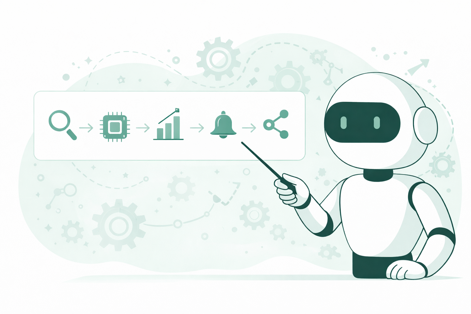 Robot operating gears illustrating how Spydomo works