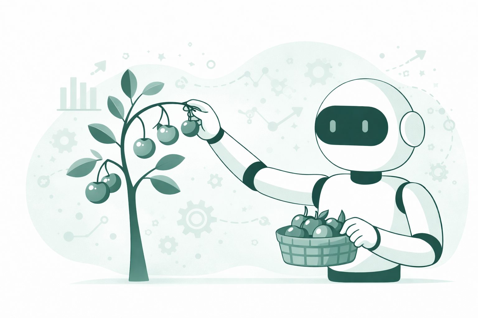 Robot picking the best signals (cherries) from the tree